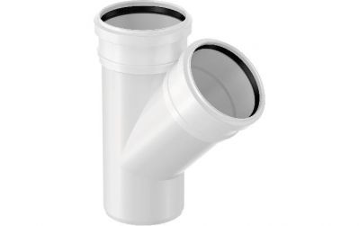 UPONOR DECIBEL ТРОЙНИК КАНАЛИЗАЦИОННЫЙ ДВУХРАСТРУБНЫЙ Д.50/50ММ 45ГР ПП БЕЛЫЙ '1И 1000212